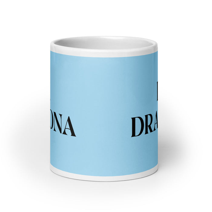 La Dragona The Dragon Funny Home Office Work Coffee Mug Mexican Spanish Pride Gift White Glossy Cup Sky Blue Card Mug