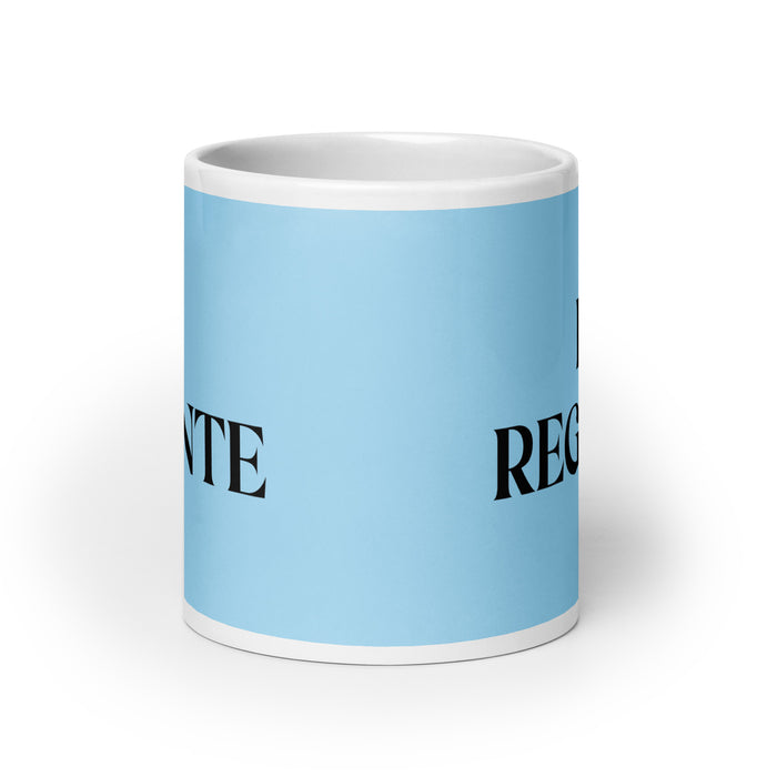 El Regente The Ruler Funny Home Office Work Coffee Mug Mexican Spanish Pride Gift White Glossy Cup Sky Blue Card Mug