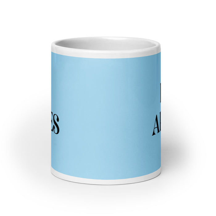 El Aries The Aries Funny Home Office Work Coffee Mug Mexican Spanish Pride Gift White Glossy Cup Sky Blue Card Mug