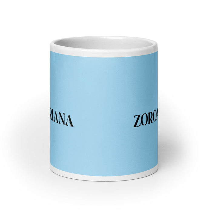 La Zoroastriana La tasse à café amusante zoroastrienne pour le travail à domicile ou au bureau, cadeau de fierté mexicaine espagnole, tasse blanche brillante, tasse en carte bleu ciel