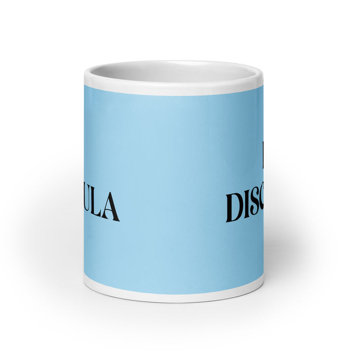 La Discípula The Disciple Funny Home Office Work Coffee Mug Mexican Spanish Pride Gift White Glossy Cup Sky Blue Card Mug