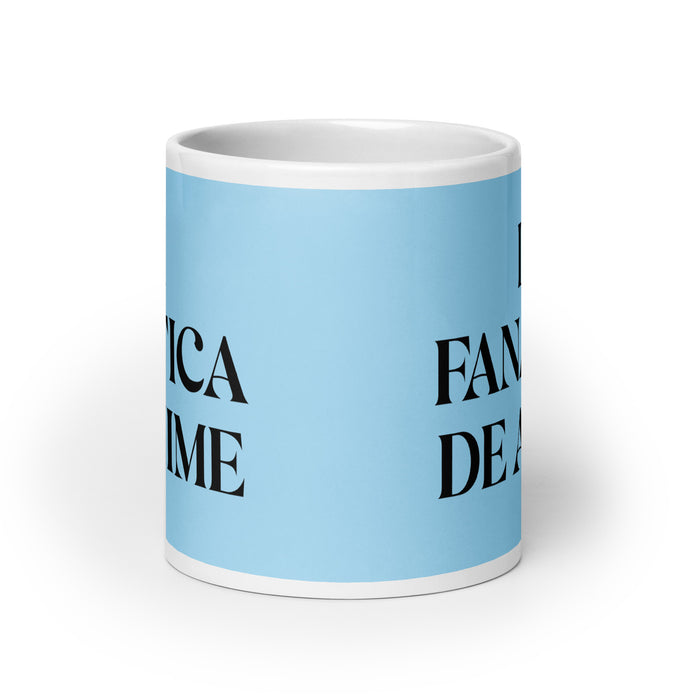 La Fanática De Anime The Anime Fan Funny Home Office Work Coffee Mug Mexican Spanish Pride Gift White Glossy Cup Sky Blue Card Mug