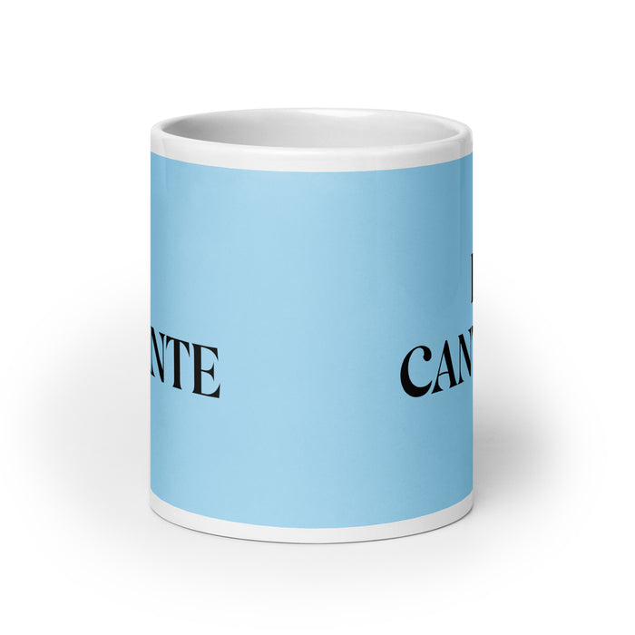 La Cantante The Singer Funny Home Office Work Coffee Mug Mexican Spanish Pride Gift White Glossy Cup Sky Blue Card Mug