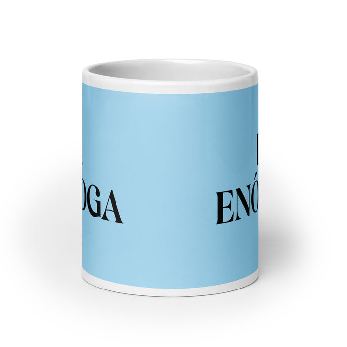 La Enóloga The Oenologist (Wine Expert) Funny Home Office Work Coffee Mug Mexican Spanish Pride Gift White Glossy Cup Sky Blue Card Mug