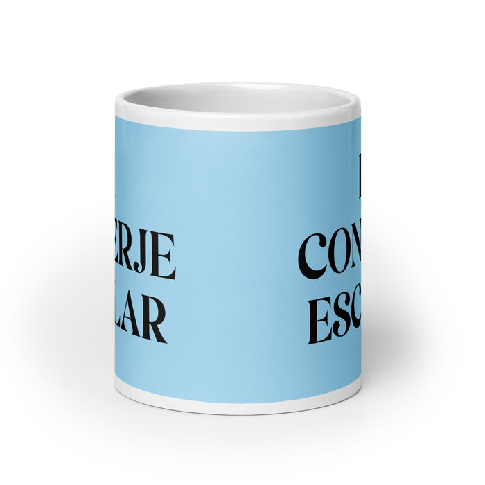 La Conserje Escolar The School Janitor Funny Home Office Work Coffee Mug Mexican Spanish Pride Gift White Glossy Cup Sky Blue Card Mug