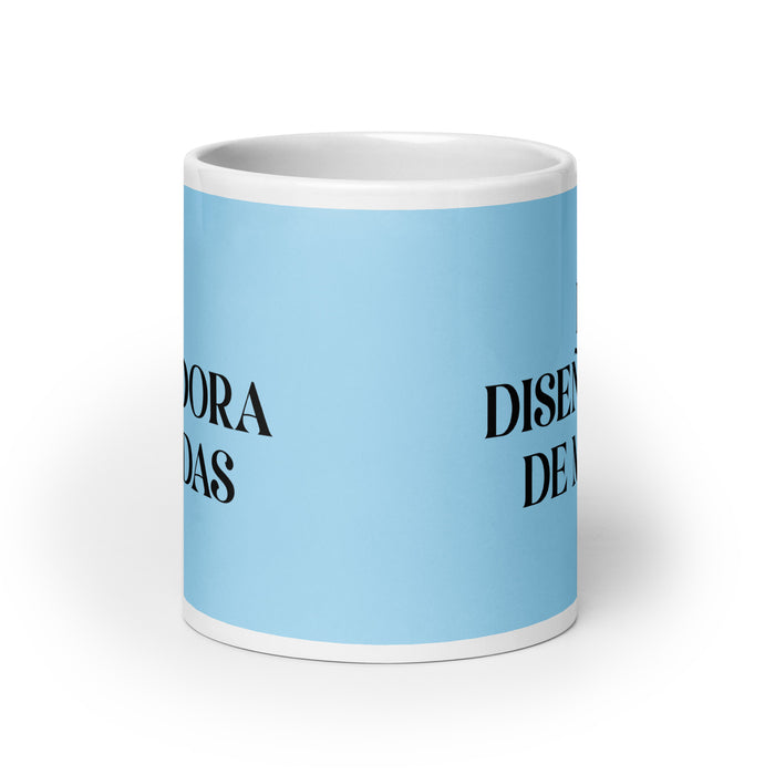 La Diseñadora De Modas The Fashion Designer Funny Home Office Work Coffee Mug Mexican Spanish Pride Gift White Glossy Cup Sky Blue Card Mug