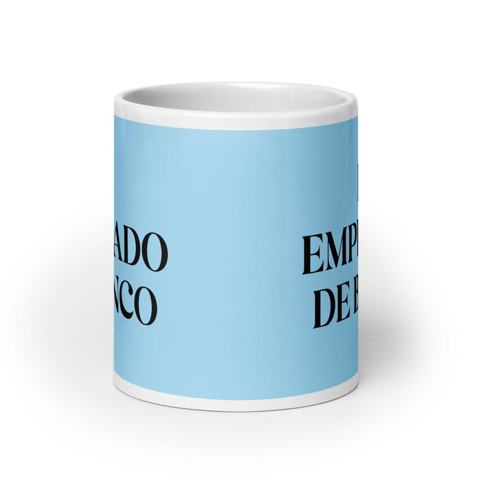 El Empleado De Banco The Bank Teller Funny Home Office Work Coffee Mug Mexican Spanish Pride Gift White Glossy Cup Sky Blue Card Mug