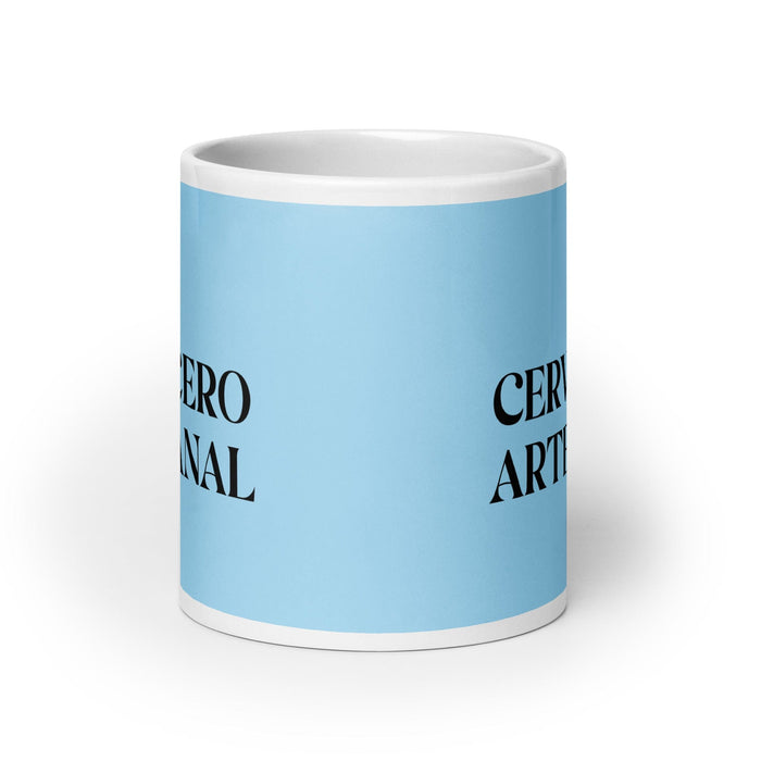 El Cervecero Artesanal The Craft Brewer Funny Home Office Work Coffee Mug Mexican Spanish Pride Gift White Glossy Cup Sky Blue Card Mug