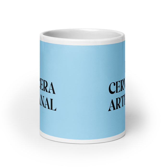 La Cervecera Artesanal The Craft Brewer Funny Home Office Work Coffee Mug Mexican Spanish Pride Gift White Glossy Cup Sky Blue Card Mug