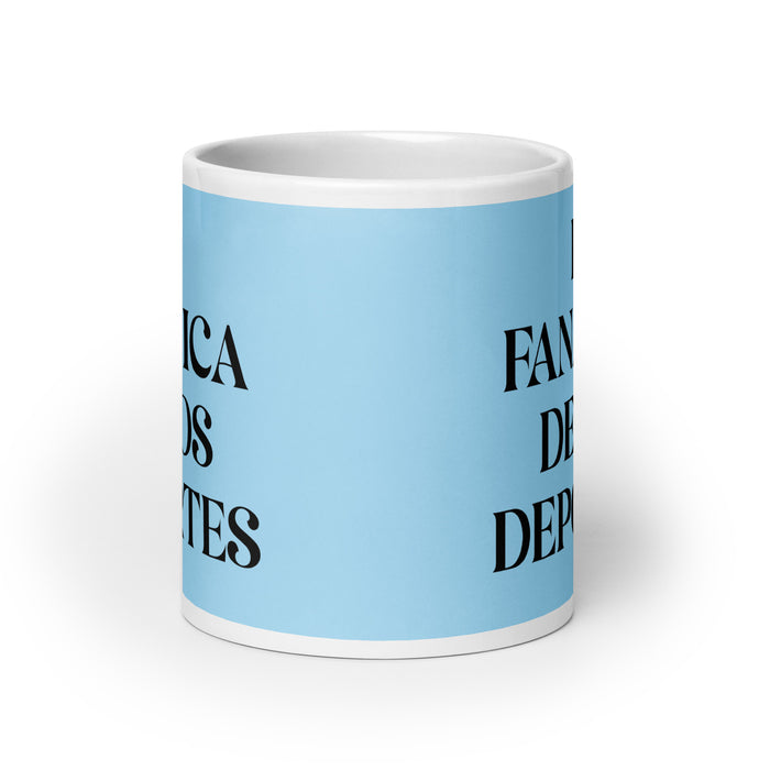 La Fanática De Los Deportes The Sports Fan Funny Home Office Work Coffee Mug Mexican Spanish Pride Gift White Glossy Cup Sky Blue Card Mug