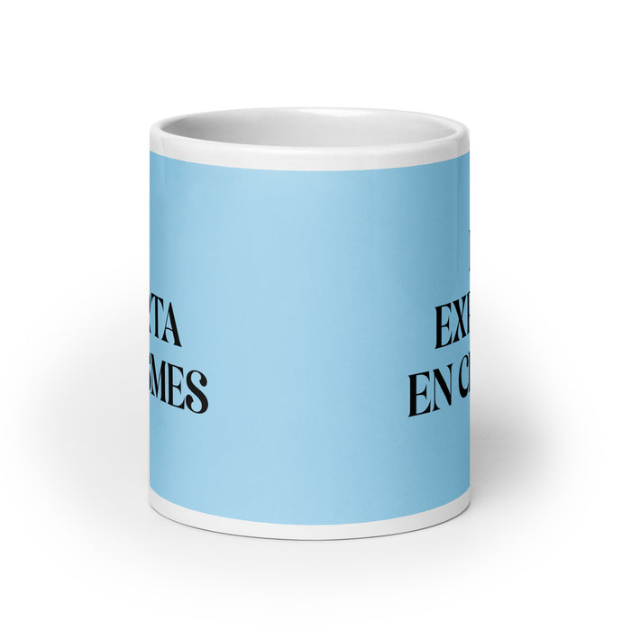 La Experta En Chismes The Gossip Expert Funny Home Office Work Coffee Mug Mexican Spanish Pride Gift White Glossy Cup Sky Blue Card Mug