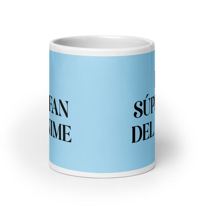 Le Super Fan de l'Anime Le Super Fan de l'Anime Drôle Maison Bureau Travail Tasse à Café Mexicain Espagnol Fierté Cadeau Blanc Brillant Tasse Carte Bleu Ciel Tasse