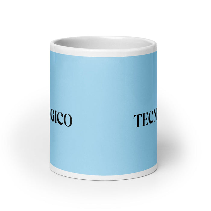 El Tecnologico The Techie Tasse à café amusante pour le travail à domicile ou au bureau Cadeau de fierté mexicaine espagnole Tasse blanche brillante Carte bleu ciel