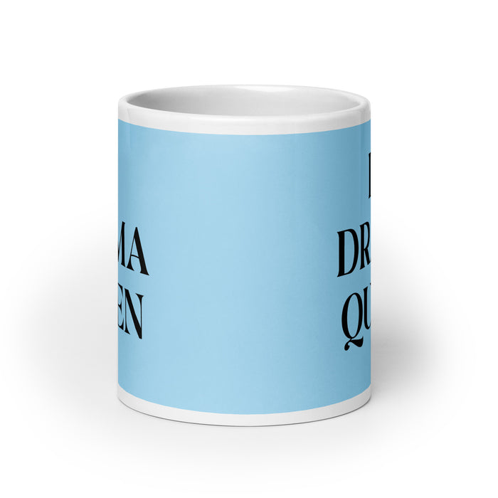 La Drama Queen The Drama Queen / The Drama King Funny Home Office Work Coffee Mug Mexican Spanish Pride Gift White Glossy Cup Sky Blue Card Mug