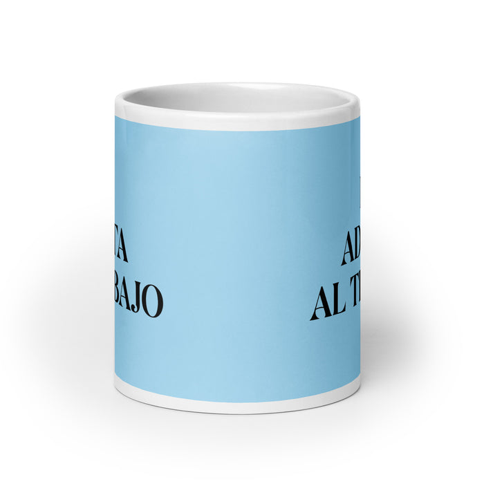 La Adicta Al Trabajo The Workaholic Funny Home Office Work Coffee Mug Mexican Spanish Pride Gift White Glossy Cup Sky Blue Card Mug