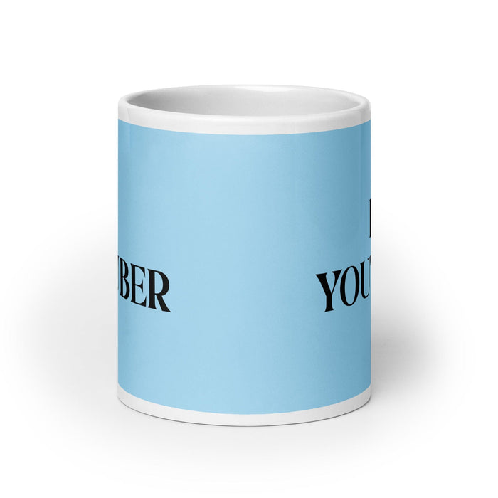 La Youtuber The Youtuber Tasse à café amusante pour la maison, le bureau, le travail, la fierté mexicaine et espagnole, cadeau blanc brillant, tasse en carte bleu ciel