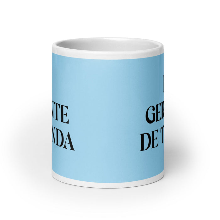 El Gerente De Tienda The Store Manager Funny Home Office Work Coffee Mug Mexican Spanish Pride Gift White Glossy Cup Sky Blue Card Mug