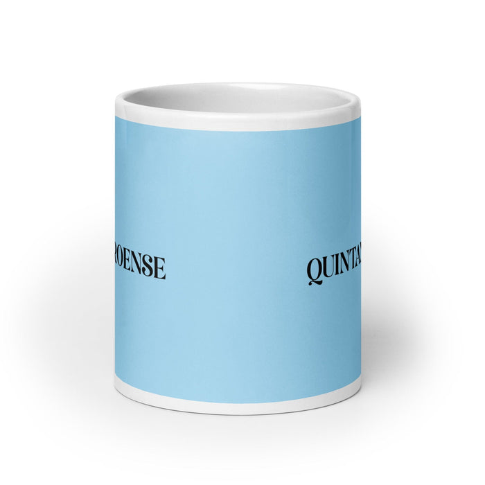 La Quintanarroense Le résident de Quintana Roo Drôle Bureau à domicile Travail Tasse à café Cadeau de fierté espagnole mexicaine Tasse blanche brillante Carte bleu ciel Tasse