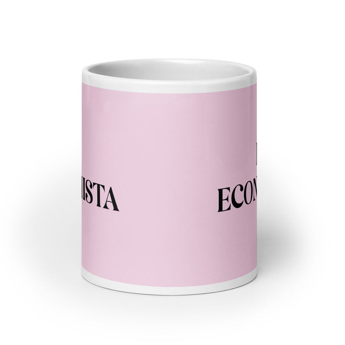 La Economista The Economist Funny Home Office Work Coffee Mug Mexican Spanish Pride Gift White Glossy Cup Light Pink Card Mug