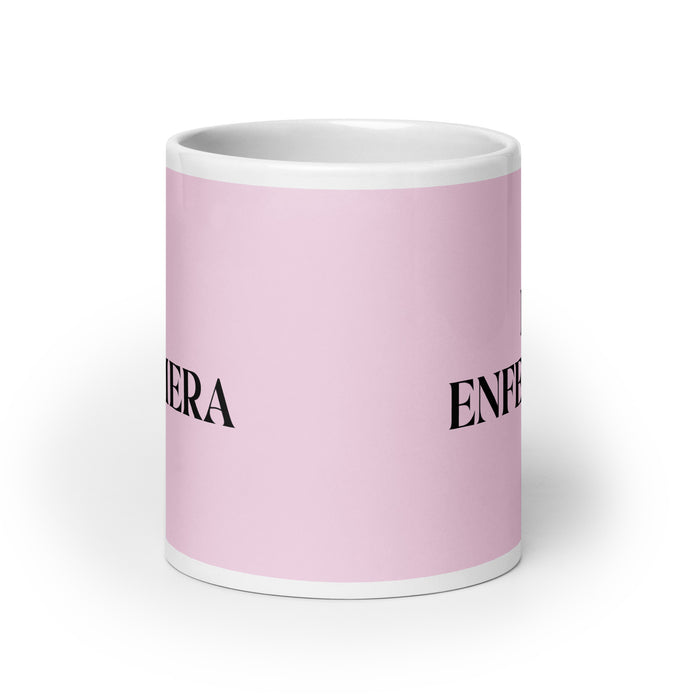 La Enfermera The Nurse Funny Home Office Work Coffee Mug Mexican Spanish Pride Gift White Glossy Cup Light Pink Card Mug