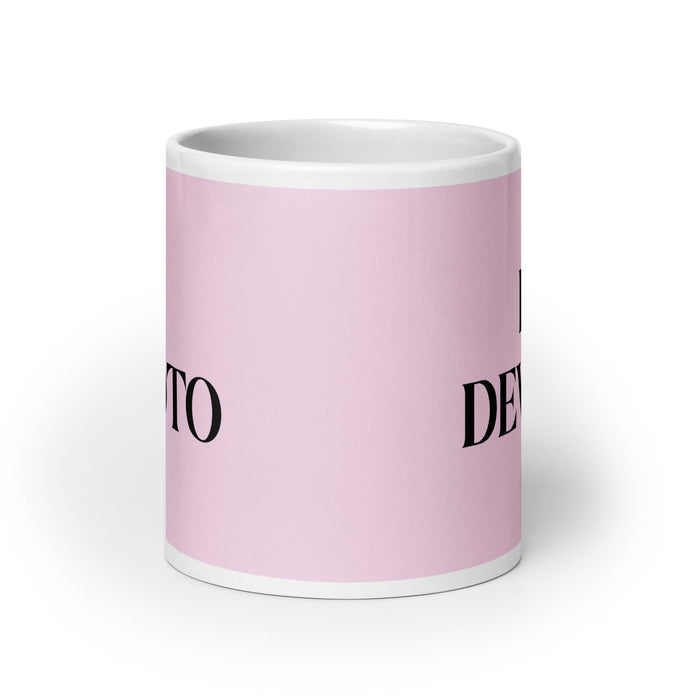 El Devoto The Devoted One Tasse à café amusante pour le travail à domicile ou au bureau Cadeau de fierté mexicaine espagnole Tasse blanche brillante Carte rose clair