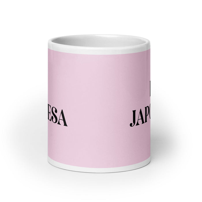 La Japonesa The Japanese Funny Home Office Work Coffee Mug Mexican Spanish Pride Gift White Glossy Cup Light Pink Card Mug