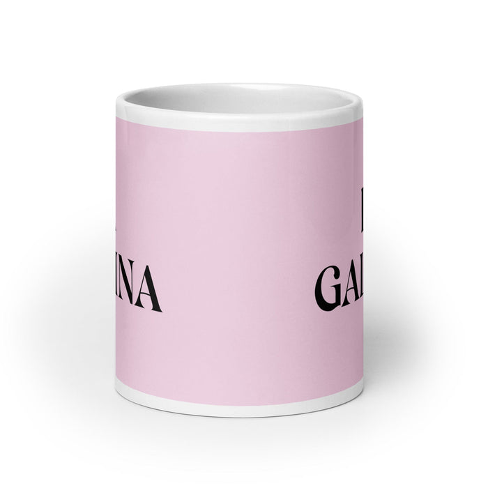 La Gallina The Rooster Funny Home Office Work Coffee Mug Mexican Spanish Pride Gift White Glossy Cup Light Pink Card Mug