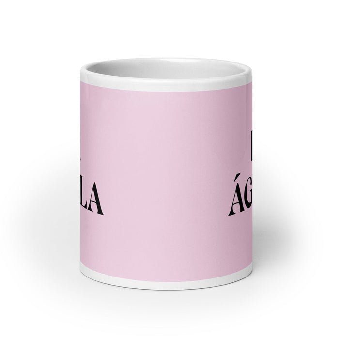 La Águila, der Adler, lustige Kaffeetasse für Zuhause, Büro, Arbeit, mexikanisches spanisches Pride-Geschenk, weiße glänzende Tasse, hellrosa Kartentasse