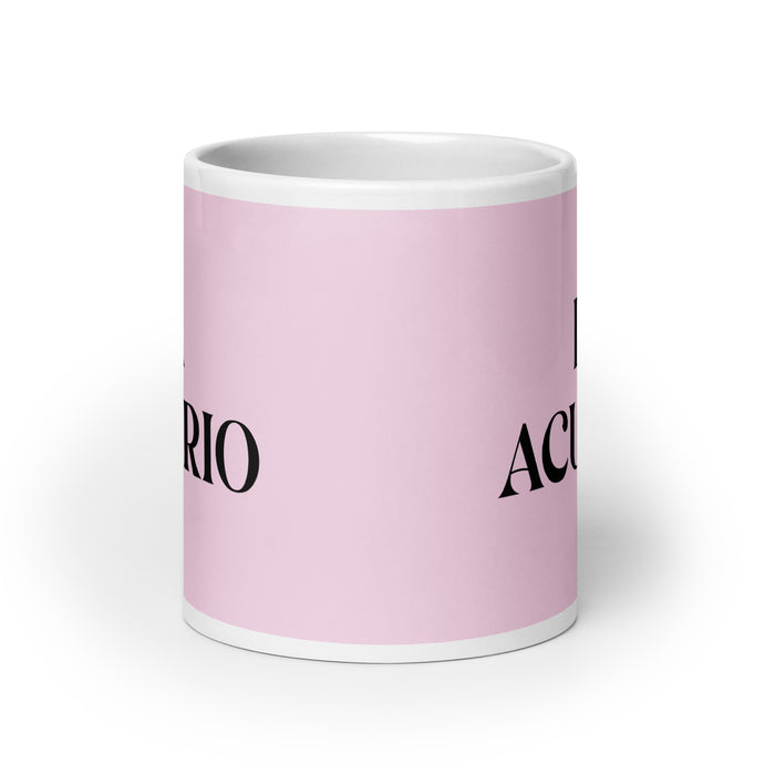 La Acuario The Aquarius Funny Home Office Work Coffee Mug Mexican Spanish Pride Gift White Glossy Cup Light Pink Card Mug