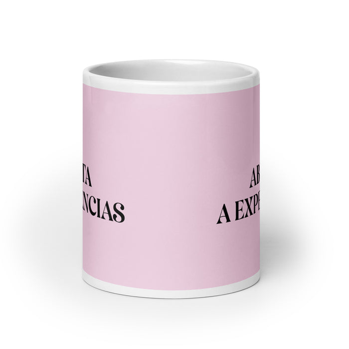 La Abierta A Experiencias The Open To Experiences Funny Home Office Work Coffee Mug Mexican Spanish Pride Gift White Glossy Cup Light Pink Card Mug