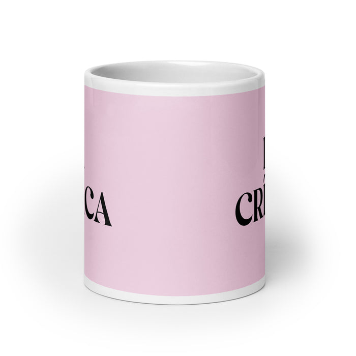 La Crítica The Critic Funny Home Office Work Coffee Mug Mexican Spanish Pride Gift White Glossy Cup Light Pink Card Mug