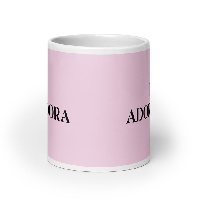 La Adoradora The Worshiper Funny Home Office Work Coffee Mug Mexican Spanish Pride Gift White Glossy Cup Light Pink Card Mug