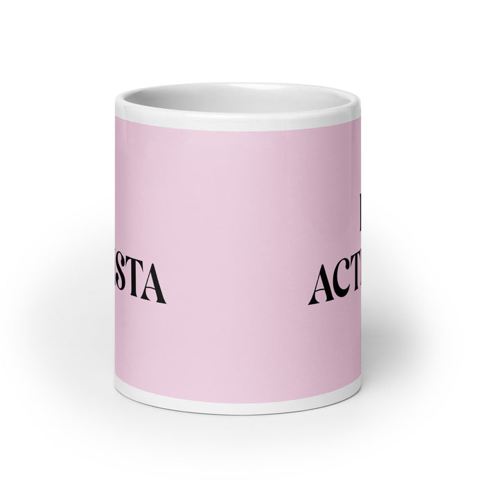 La Activista The Activist Funny Home Office Work Coffee Mug Mexican Spanish Pride Gift White Glossy Cup Light Pink Card Mug