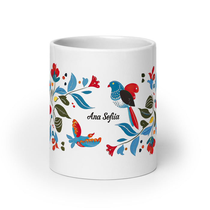 Taza de café con nombre exclusivo de Ana Sofía, para el hogar, la oficina, el trabajo, regalo de orgullo mexicano y español, taza blanca brillante con caligrafía única en su tipo | A4