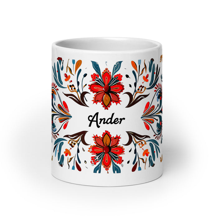 Ander Exclusive Name Art Piece Home Office Work Coffee Mug Mexican Spanish Pride Gift Cup One-Of-A-Kind Calligraphy White Glossy Mug | A6