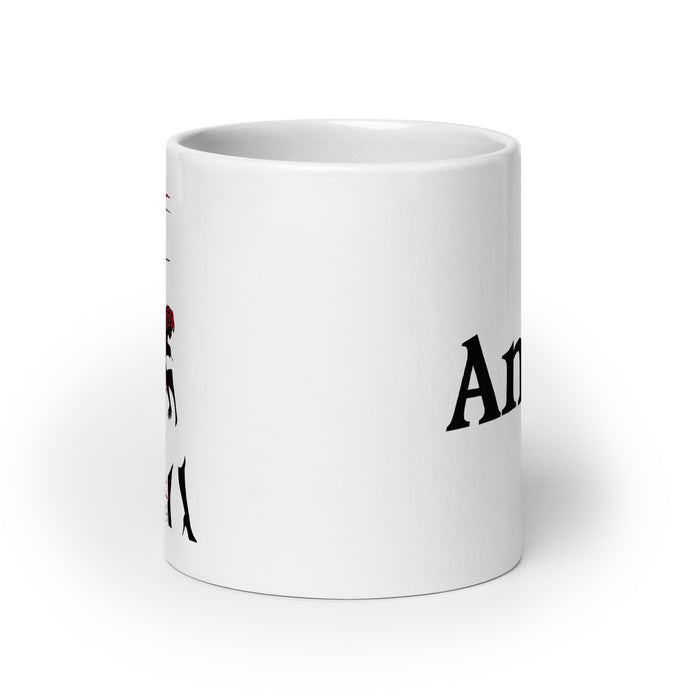 Angel – Exklusives Namenskunstwerk, Kaffeetasse für Zuhause, Büro, Arbeit, mexikanischer und spanischer Stolz, Geschenktasse, einzigartige Kalligraphie, weiß glänzend, A1