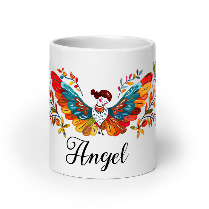 Tazza da caffè con nome esclusivo Angel, tazza da regalo con orgoglio spagnolo messicano, calligrafia unica, tazza bianca lucida | A8