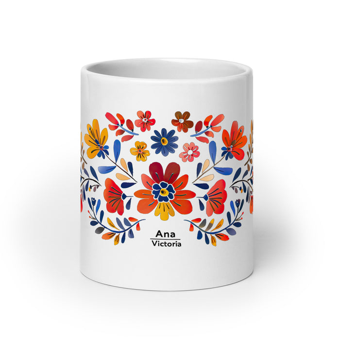 Taza de café con nombre exclusivo de Ana Victoria, para el hogar, la oficina, el trabajo, regalo de orgullo mexicano y español, taza blanca brillante con caligrafía única en su tipo | A4