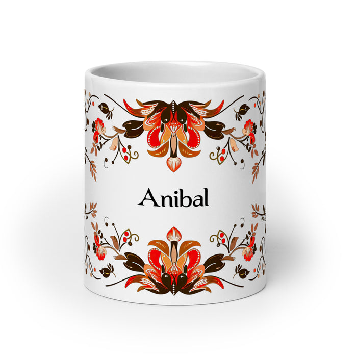 Aníbal – Exklusives Namenskunstwerk, Kaffeetasse für Zuhause, Büro, Arbeit, mexikanischer und spanischer Stolz, Geschenktasse, einzigartige Kalligraphie, weiß glänzend, A3