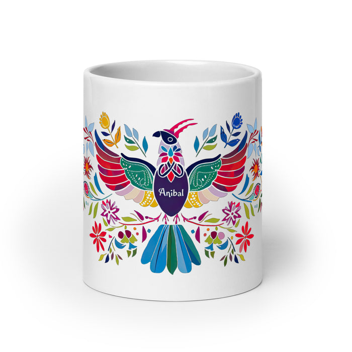 Taza de café exclusiva con nombre de Aníbal, para el hogar, la oficina, el trabajo, regalo de orgullo mexicano y español, taza blanca brillante con caligrafía única en su tipo | A4