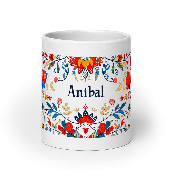 Aníbal – Exklusives Namenskunstwerk, Kaffeetasse für Zuhause, Büro, Arbeit, mexikanischer und spanischer Stolz, Geschenktasse, einzigartige Kalligraphie, weiß glänzend, A7