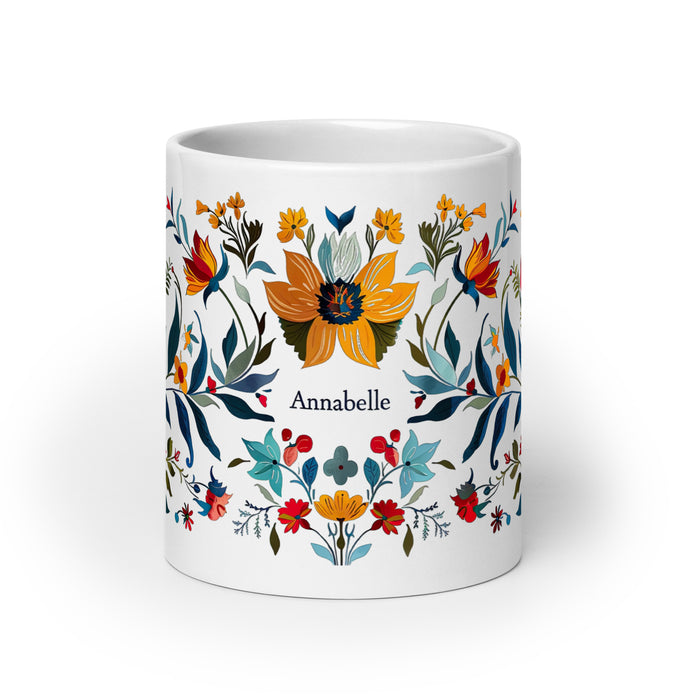 Tasse à café avec nom exclusif Annabelle, tasse à café pour le travail à domicile, la fierté mexicaine et espagnole, tasse à calligraphie unique, blanche et brillante | A8