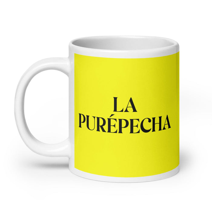 La Purépecha La Purépecha Divertida Taza de Café para el Hogar, Oficina, Trabajo, Orgullo Español Mexicano, Taza Blanca Brillante, Taza con Tarjeta Amarilla