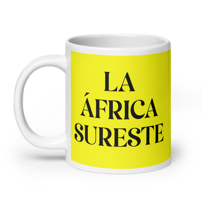 La África Sureste The Southeast African Funny Home Office Work Coffee Mug Mexican Spanish Pride Gift White Glossy Cup Yellow Card Mug