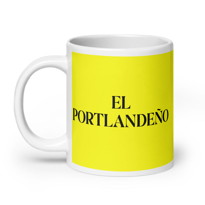 El Portlandeño The Portland Resident Funny Home Office Work Coffee Mug Mexican Spanish Pride Gift White Glossy Cup Yellow Card Mug