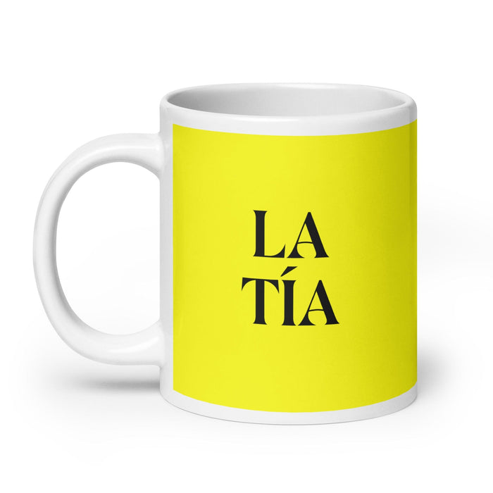 La Tía The Aunt / The Uncle Funny Home Office Work Coffee Mug Mexican Spanish Pride Gift White Glossy Cup Yellow Card Mug