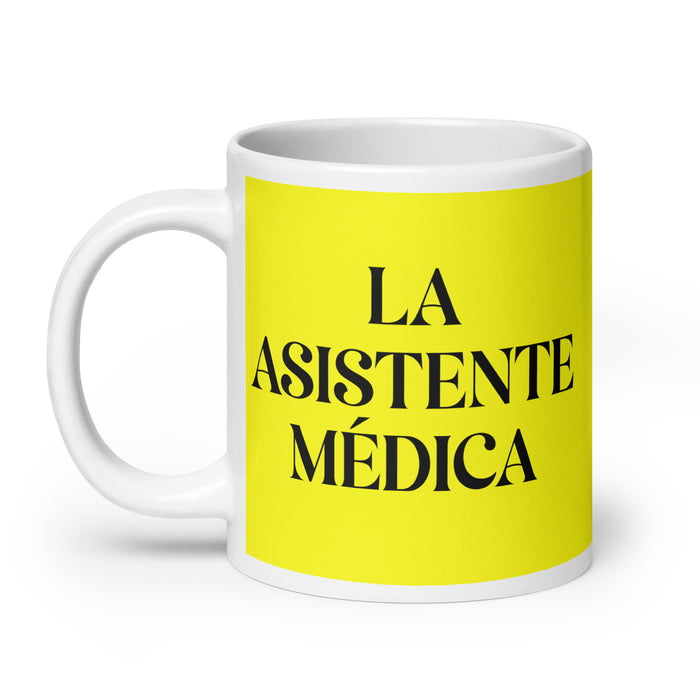 La Asistente Médica The Medical Assistant Funny Home Office Work Coffee Mug Mexican Spanish Pride Gift White Glossy Cup Yellow Card Mug