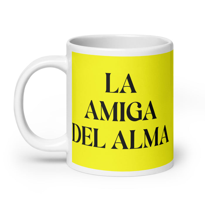 La Amiga Del Alma The Soulmate Friend Funny Home Office Work Coffee Mug Mexican Spanish Pride Gift White Glossy Cup Yellow Card Mug