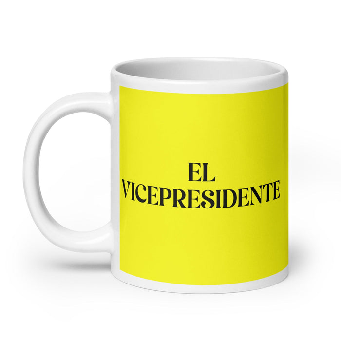 La Vicepresidenta Le Vice-Président Drôle Bureau À Domicile Travail Tasse À Café Mexicain Espagnol Fierté Cadeau Blanc Brillant Tasse Carte Jaune Tasse