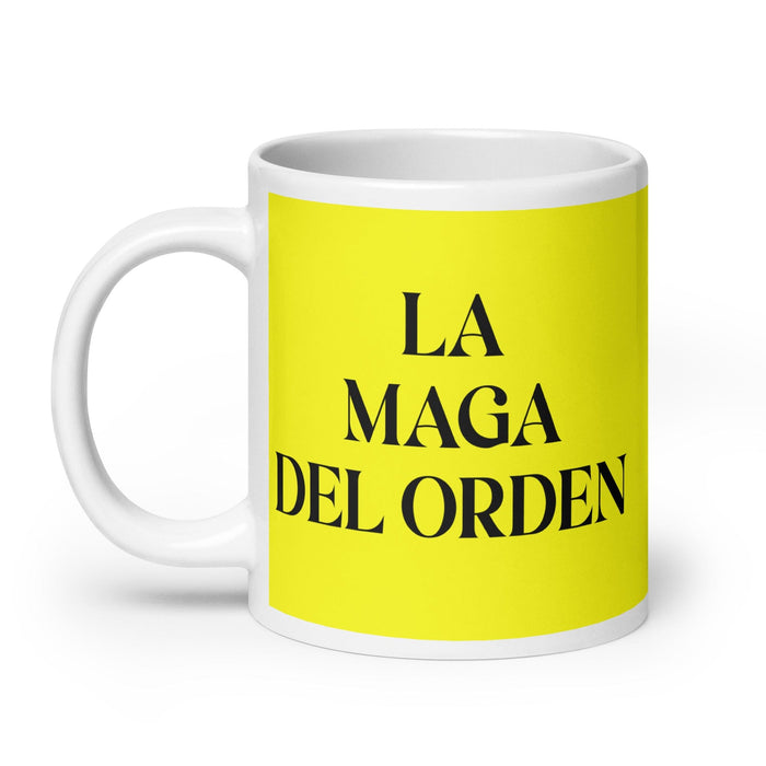 La Maga Del Orden The Order Wizard Funny Home Office Work Coffee Mug Mexican Spanish Pride Gift White Glossy Cup Yellow Card Mug